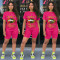 2022 Fashion Casual Set Lip Queen Short Sleeve Two Piece Set