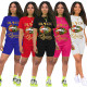 2022 Fashion Casual Set Lip Queen Short Sleeve Two Piece Set