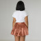 Ice Silk Gold Stamping Sexy Pleated Short Skirt Half-length Skirt