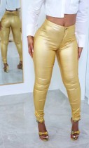 Fashion sexy slim metallic PU pants