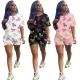 Sexy Pink Letter Print Cotton Short Sleeve Shorts 2 Piece Set