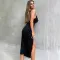 Knitted elastic suspender slit sexy dress