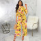 Sexy and fashionable digital printed one-piece neck jumpsuit
