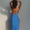 Knitted elastic suspender slit sexy dress