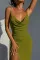 Knitted elastic suspender slit sexy dress