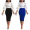 Sexy Fashion Solid Color 3/4 Sleeve White Collar Dress