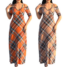 Sexy Fashion Digital Print V-Neck Medium Sleeve Dress
