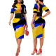 Sexy Fashion Digital Print Short Sleeve Round Neck Dress