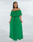 Off shoulder chiffon pleated solid color dress with lining