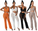Beach Fishing Net Tassel Wide Leg Sexy Set
