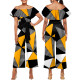 Sexy and fashionable one-line collar bra printed jumpsuit