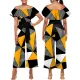 Sexy and fashionable one-line collar bra printed jumpsuit