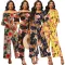 Sexy and fashionable digital printed one-piece neck jumpsuit