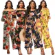 Sexy and fashionable digital printed one-piece neck jumpsuit