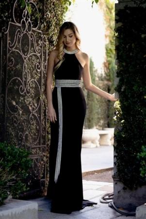 Sexy Sleeveless Hanging Neck Solid Color Long Dress