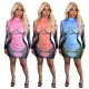 Sexy Digital Print Long Sleeve Dress