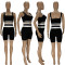 Fashion women's pit stripe color contrast sports vest two-piece set