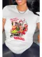Cartoon Print Large Round Neck Loose Fit T-Shirt