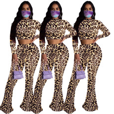Fashion leopard print two-piece set