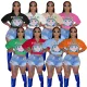Printed Short Sleeve Cotton Imitation Elastic T-Shirt