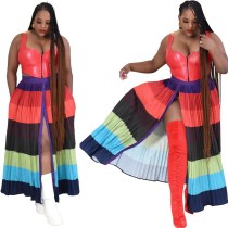 New fashion contrast pleated skirt