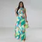 Fashion Digital Print Lace Up Dress