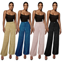 Sequins Fashion Casual High Waist Vintage Wide Leg Pants