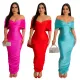 Fashion Pleated Sexy One Line Neck Dress