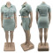 Large Women's Solid Button Workwear Double Pocket Skirt Women's Fashion Casual Suit Dress