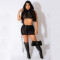 Fashion Knitted Hooded Top Wrapped Hip Short Skirt 2-Piece Set
