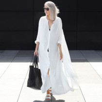 Imitation cotton button oversized shirt beach blouse