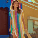 Beach blouse color matching knit fringed skirt holiday knit