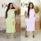 Fashion Casual Solid Split Dress with Pockets