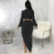 Sexy Fashion Solid V-Neck Loose Splice Two Piece Set
