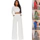 Spring Top Solid Color Lace Long Sleeve Two Piece Set