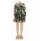 European and American women's dress, long sleeved camouflage printed A-line skirt, cake skirt, including belt