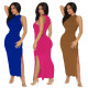 Fashionable casual long slit dress