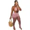 Hollow out perspective two-piece beach style fishing net hook sexy fashion set