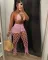 Hollow out perspective two-piece beach style fishing net hook sexy fashion set