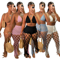 Hollow out perspective two-piece beach style fishing net hook sexy fashion set