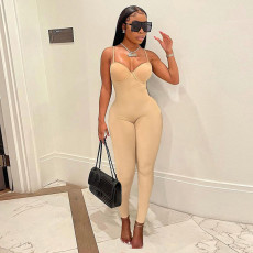 New Women's Sexy Low Chest Strap Tight High Waist Hip Lift Casual Sports Jumpsuit