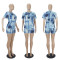 Fashion casual printed short sleeved shorts two-piece set