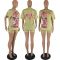 Fashion and popular elements, printed with digital positioning printing, T-shirt and shorts two-piece set
