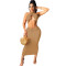 Fashionable and sexy solid color hollowed out chest wrap skirt set (skirt includes waist rope)