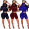 Casual sports round neck short sleeved top and shorts two-piece set (including mask)