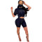 Casual sports round neck short sleeved top and shorts two-piece set (including mask)