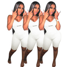 Pit embroidered sexy suspender jumpsuit