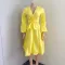 V-neck high waistband bubble sleeved oversized dress