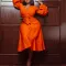 V-neck high waistband bubble sleeved oversized dress