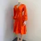 V-neck high waistband bubble sleeved oversized dress